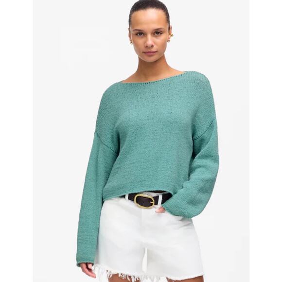 NWOT Madewell Boatneck Pullover Sweater In Wave Crest Size Medium - Picture 1 of 6